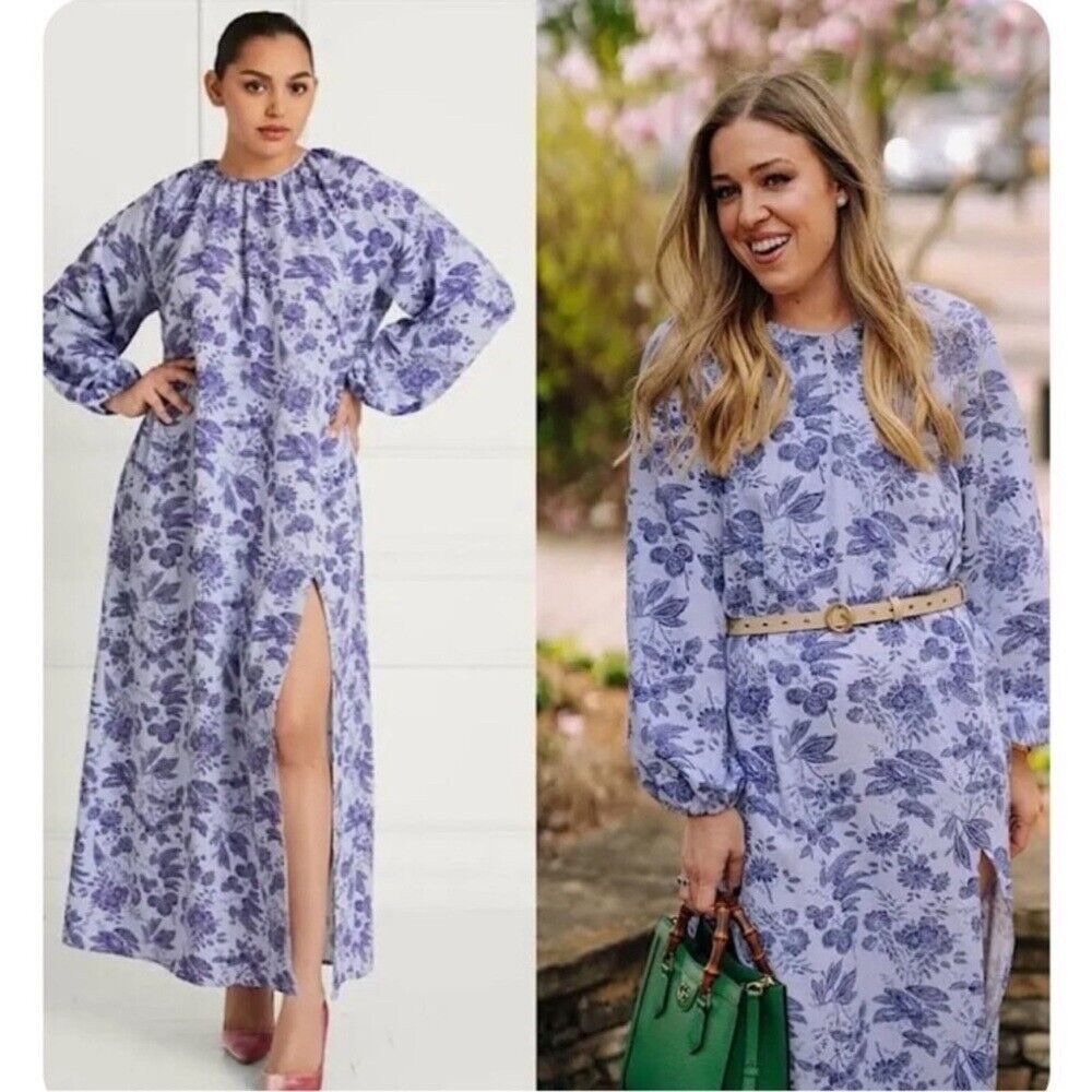 HILL HOUSE Lilac Tonal Floral The Simone Dress  NWT‎ Size Large